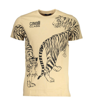 Cavalli Class Beige Cotton T-Shirt