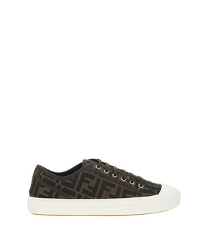 Fendi Brown Polyamide Low Top Sneakers