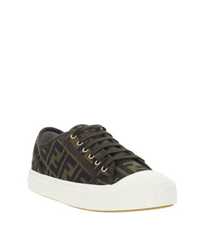 Fendi Brown Polyamide Low Top Sneakers