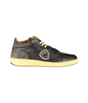 Blauer Sleek Black Lace-Up Sneakers with Contrast Details