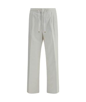 Brunello Cucinelli White Cotton Casual Pants