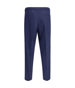 Brunello Cucinelli Blue Fleece Wool Casual Pants