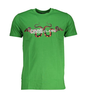 Cavalli Class Green Cotton T-Shirt