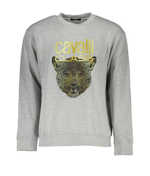 Cavalli Class Gray Cotton Men Sweater