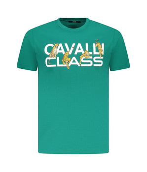 Cavalli Class Green Cotton Men T-Shirt