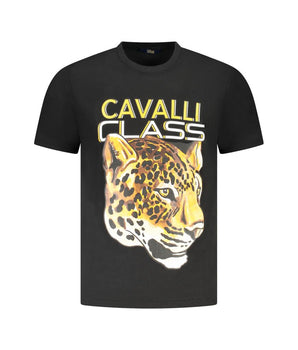 Cavalli Class Black Cotton Men T-Shirt
