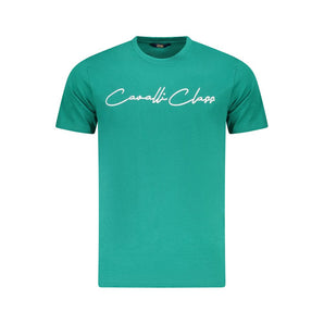 Cavalli Class Green Cotton Men T-Shirt