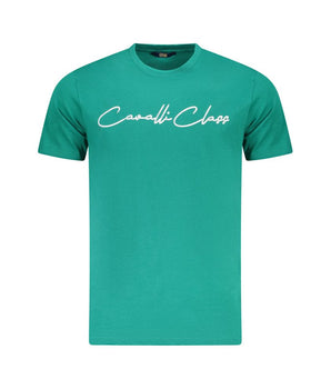 Cavalli Class Green Cotton Men T-Shirt