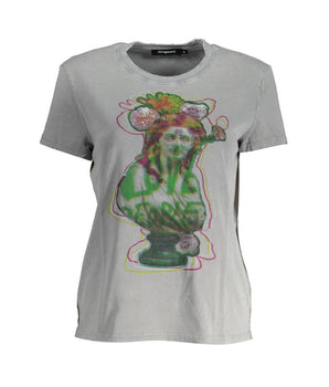 Desigual Gray Cotton Women T-Shirt