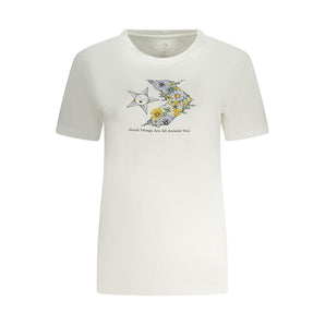Converse White Cotton Women T-Shirt