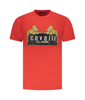 Cavalli Class Red Cotton Men T-Shirt