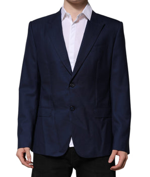 Dolce & Gabbana Blue Wool Single Breasted Suit Coat Blazer