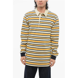 Gucci Long-sleeved Cotton Polo with Balanced Stripe Motif