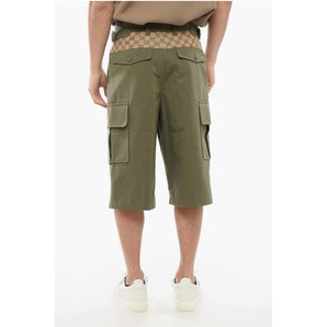 Gucci Cotton Cargo Shorts with Monogram Inserts