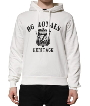 Suéter con capucha y estampado DG ROYAL de algodón blanco de Dolce &amp; Gabbana