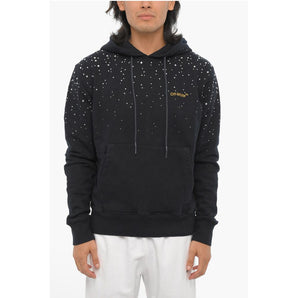 Off-White Brushed Cotton Hoodie With Jewels