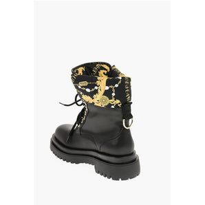 Versace JEANS COUTURE Faux Leather DREW Combat Boots with Baroque Mo