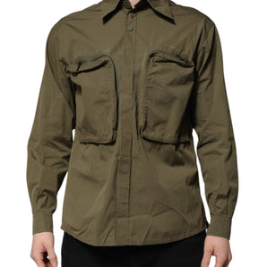 Dolce &amp; Gabbana Army Green Button Down Long Sleeves Shirt