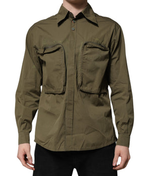 Dolce &amp; Gabbana Army Green Button Down Long Sleeves Shirt