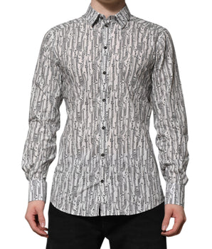 Dolce &amp; Gabbana White Floral Print Casual Long Sleeves Shirt