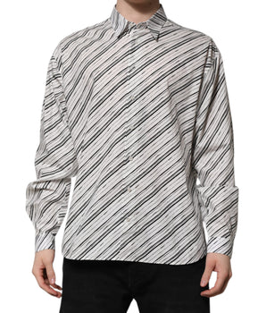 Dolce &amp; Gabbana White Striped Long Sleeves Men's Formal Shirt