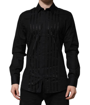 Dolce & Gabbana Black GOLD Long Sleeves Men Formal Dress Shirt