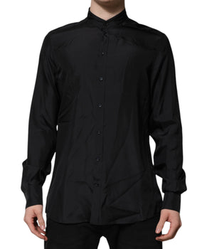 Dolce & Gabbana Dark Blue Silk MARTINI Men Formal Dress Shirt