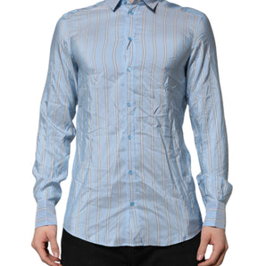 Dolce & Gabbana Blue Striped MARTINI Long Sleeve Dress Shirt
