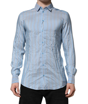 Dolce & Gabbana Blue Striped MARTINI Long Sleeve Dress Shirt