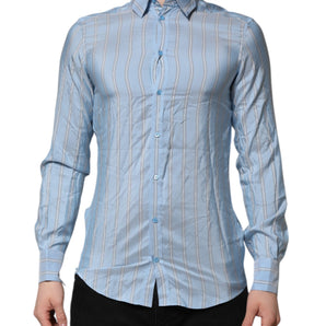 Dolce & Gabbana Blue Striped MARTINI Long Sleeves Dress Shirt