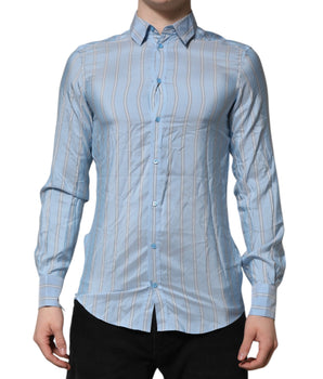 Camisa de vestir de manga larga MARTINI de rayas azules de Dolce &amp; Gabbana