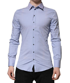 Camisa de vestir de manga larga SICILY de algodón azul de Dolce &amp; Gabbana