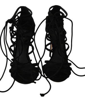 Dolce & Gabbana Elegant Black Suede Gladiator Stilettos Dolce & Gabbana 