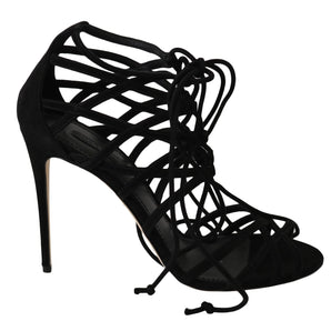 Dolce & Gabbana Elegant Black Suede Gladiator Stilettos Dolce & Gabbana 