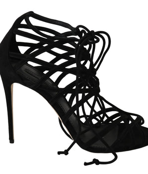 Dolce & Gabbana Elegant Black Suede Gladiator Stilettos Dolce & Gabbana 