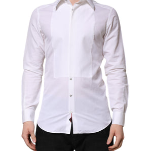 Dolce & Gabbana White Cotton GOLD Long Sleeves Dress Shirt