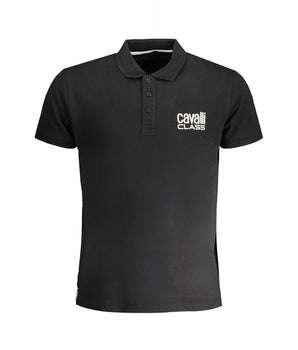 Cavalli Class Black Cotton Polo Shirt