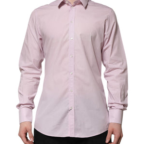 Dolce & Gabbana Pink Cotton GOLD Long Sleeves Dress Shirt
