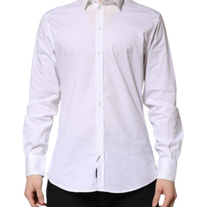 Dolce & Gabbana White Cotton GOLD Long Sleeves Dress Shirt