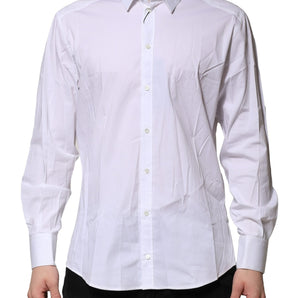 Dolce & Gabbana White Cotton GOLD Long Sleeves Dress Shirt