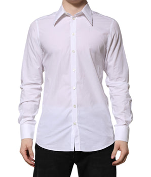 Camisa de vestir de manga larga de algodón blanco Dolce &amp; Gabbana