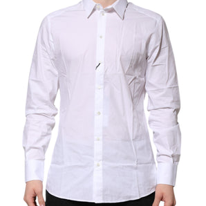 Dolce & Gabbana White Cotton GOLD Long Sleeves Dress Shirt