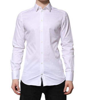 Camisa de vestir Dolce &amp; Gabbana de algodón blanco dorado de manga larga para hombre