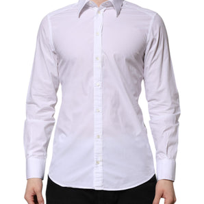 Dolce & Gabbana White Cotton GOLD Long Sleeves Dress Shirt