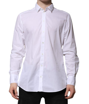 Camisa formal de manga larga de algodón blanco de Dolce &amp; Gabbana