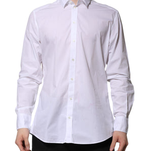 Dolce & Gabbana White Cotton Long Sleeves Dress Formal Shirt