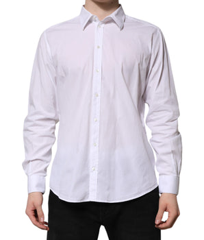 Dolce &amp; Gabbana White Cotton STAFF Long Sleeves Dress Shirt