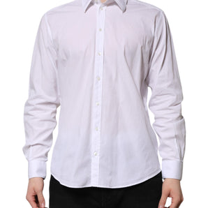 Dolce & Gabbana White Cotton STAFF Long Sleeves Dress Shirt