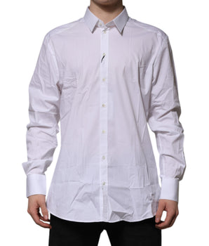 Dolce &amp; Gabbana White Cotton GOLD Long Sleeves Dress Shirt