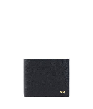 Ferragamo Black Calf Leather Bos Taurus Wallet